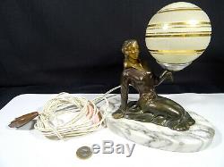 Art Deco Woman Lamp Regulates Patina Bronze