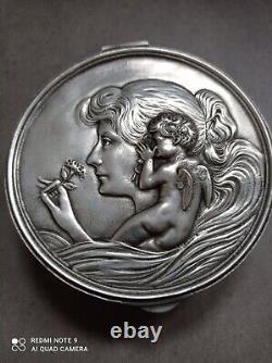 Art Deco Woman and Cherub Tin Box