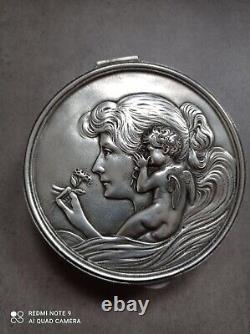 Art Deco Woman and Cherub Tin Box