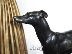 Art Deco sculpture signed DH. CHIPARUS woman dogs daisy