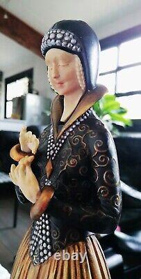 Art Deco sculpture signed DH. CHIPARUS woman dogs daisy