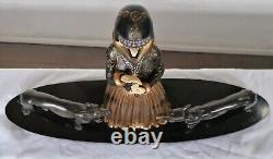 Art Deco sculpture signed DH. CHIPARUS woman dogs daisy