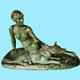 Art Deco Terracotta Sculpture Of A Woman With A German Shepherd Dog Signed By L Riché