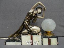 Art Night Light Deco Sculpture P. 1930 Sega Vintage Woman Woman Figurine Lamp