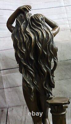 Attractive Aldo Vitaleh Women Chair Sculpture Art Deco Bronze Cast Statue Deco