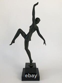 Authentic Old Sculpture Women Danceous Bronze Era Art Deco 31,8 CM
