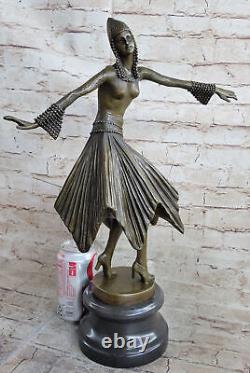 Ballerina Dancer Young Woman Bronze Trophy Statue Hand Figurine Art Deco Gift