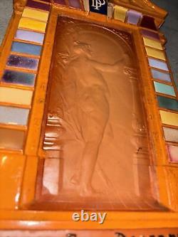 Bas Relief Terracotta Perrusson Desfontaines Enamel Nude Woman Art Deco