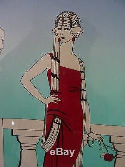 Beautiful Art Deco Work Woman Fashion Ink And Gouache Signed