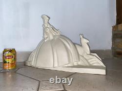 Beautiful Cracked Statue of a Woman with Antelope Art Deco Dlg Adnet Lemanceau Primavera