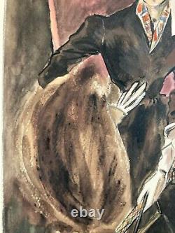 Beautiful Drawing 1945 Gouache on Paper Woman Hat Fashion Ready-to-Wear Art Deco