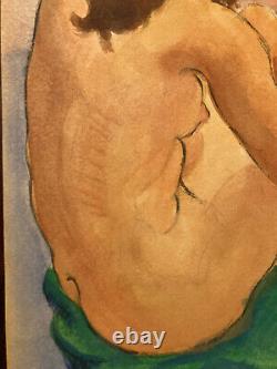 Beautiful Drawing of Nude Woman Gouache Painting Body 1950 Fauvism Expressionism Ancient