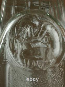 Beautiful Important Vase Art Deco A Decor De Woman In Moulded Glass Signed Etling