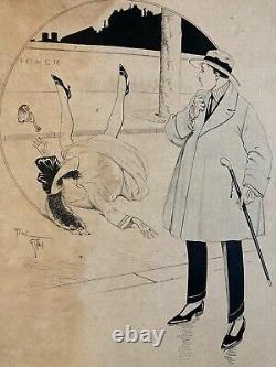 Beautiful Ink Drawing 1920 Art Deco Erotic Woman René GIFFEY Vintage Humor