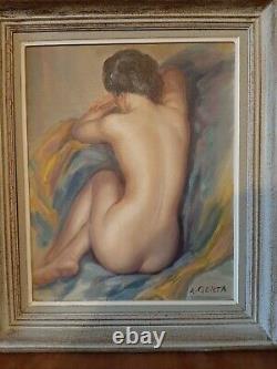 Beautiful Painting Young Woman Nue Signed Albert Genta