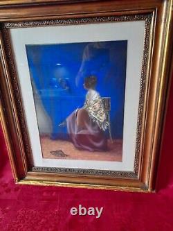 Beautiful Portrait Period Art Deco Representing An Andalusian / Spanish Woman Signed