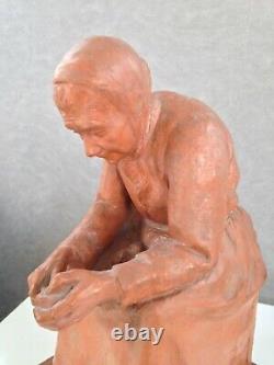 Beautiful Terracotta Sculpture Woman Signed Louis-albert Carvin (1875-1951)