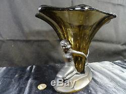 Beautiful Vase Art Deco Glassware Walther & Sohne Woman