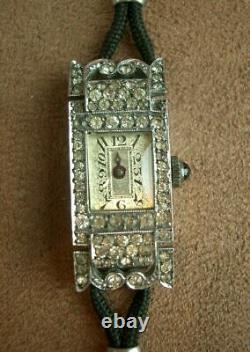 Beautiful Vintage Watch Femmme Art Deco Silver Massif Sertie De Pierres