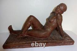 Belle Terre Cuite Terracotta Sculpture Femme Nue Art Deco Delapchier
