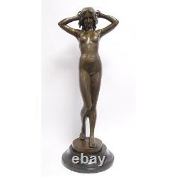 Big Bronze Statue Modern Marble Art Deco Sculpture Erotic Nude Woman Vg-112