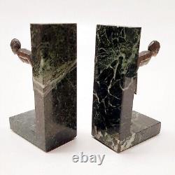 Bookend Sculpture Woman Dancer Signed C. Charles Art Deco Bronze