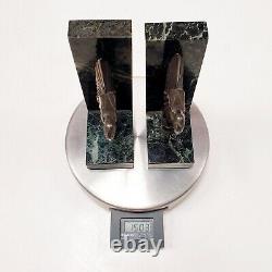 Bookend Sculpture Woman Dancer Signed C. Charles Art Deco Bronze