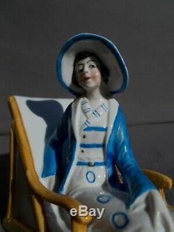 Box Art Deco Woman Bather Statuette 30s Vintage Porcelain Doll Box Half