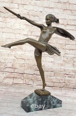 Bronze Art Deco Amazon Signed Warrior Woman Sculpture Hot Deal