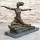 Bronze Art Deco Amazon Signed Woman Female Warrior Cast Sculpture Deal