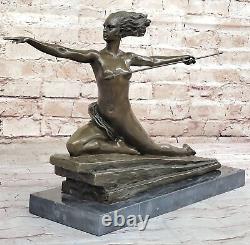 Bronze Art Deco Amazon Signed Woman Female Warrior Cast Sculpture Deal