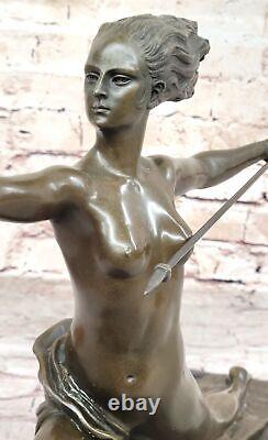 Bronze Art Deco Amazon Signed Woman Female Warrior Cast Sculpture Deal