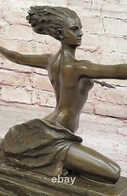 Bronze Art Deco Amazon Signed Woman Female Warrior Cast Sculpture Deal