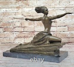 Bronze Art Deco Amazon Signed Woman Female Warrior Cast Sculpture Deal