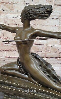 Bronze Art Deco Amazon Signed Woman Female Warrior Cast Sculpture Deal