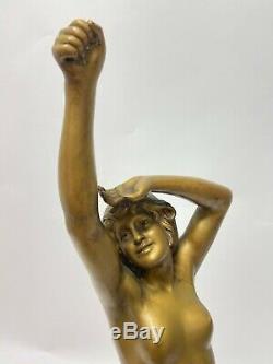 Bronze Art Deco Calendi For A Woman In Arms Dancer Leve 1900 H2135