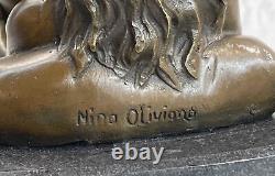 Bronze Art Deco Sculpture Nude Woman With / Marble Base- Signed Nino Oliviono