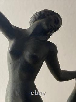 Bronze Art Deco Statue of a Nude Female Dancer in Marble