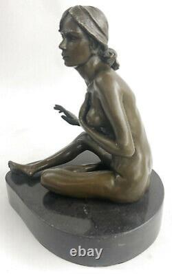 Bronze Art Deco Style Figurative Chair Woman Dancer Hand Made Statue Sale