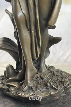 Bronze Art Deco Wooden Nymph Figurine Signed Mavchi New Woman Style