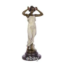 Bronze Coloured Marble Art Deco Statue Sculpture Woman Nymph Valley Bg-25