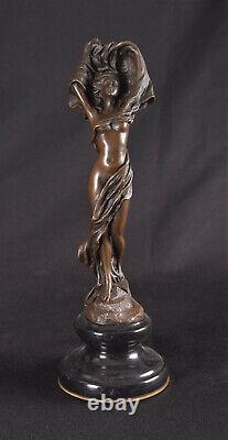 Bronze Dancer With Scarf Woman Nude Art Deco Statue Of Scarf Dancer