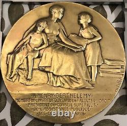 Bronze Medal by Pillet Art Deco Nouveau Naked Woman Medal Diameter 68 mm