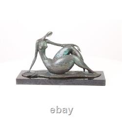 Bronze Modern Art Deco Statue Sculpture Woman Erotic Nude Abstract Fa-44