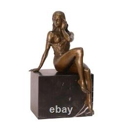 Bronze Modern Marble Art Deco Statue Sculpture Erotic Nude Woman Kf-53