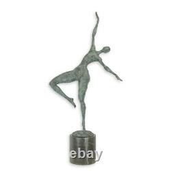 Bronze Modern Marble Art Deco Statue Sculpture Woman Naked Dancer Jk-67