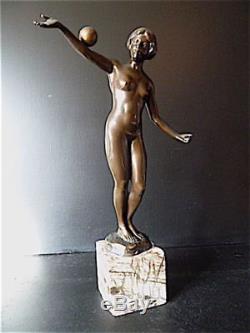 Bronze Naked Woman Signed By Hippolyte Fournier Art Deco Dancer