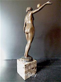 Bronze Naked Woman Signed By Hippolyte Fournier Art Deco Dancer