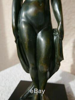 Bronze Nude Woman Art Deco Signed 1930 Luc 22.5 CM Sculpture Chiparus The Glass