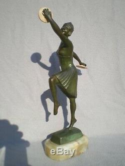 Bronze Sculpture Art Deco 1930 G. Vacossin Woman Chryselephantine Antique 30s